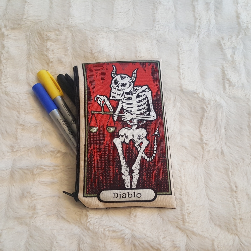 Devil skeleton tarot card cosmetic/pencil bag